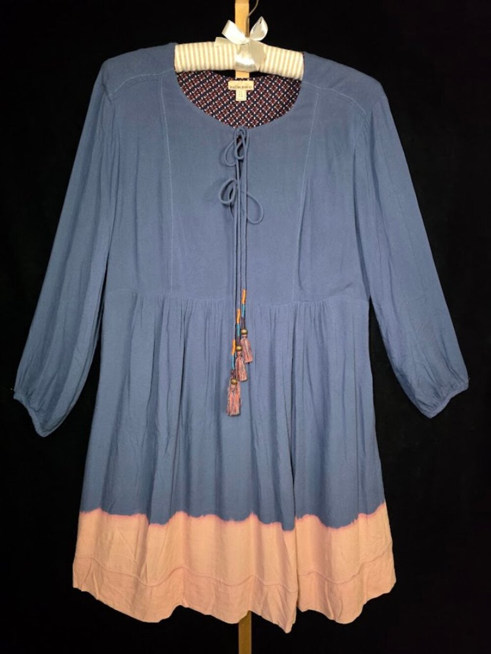 Anthropologie Holding Horses Blue Ombre Dip-Dye Tassel Dress 6